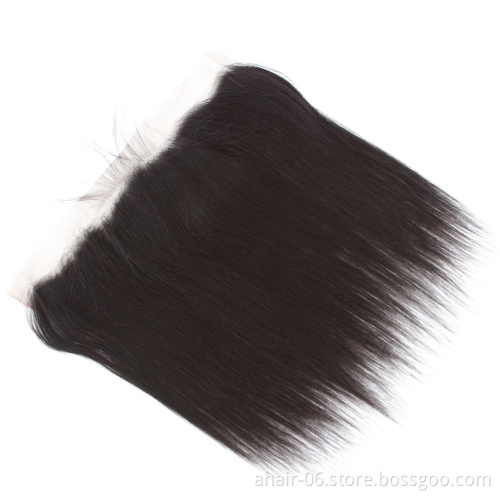 Very Full And Soft 10A 13x4 Swiss Lace Natural Color 100% Brazilian Virgin Human Hair Straight 10"-20" Lace Frontal